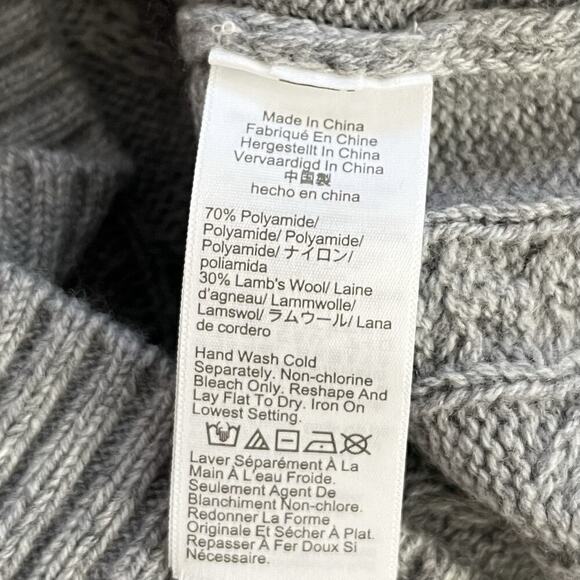 J Crew Womens Tie Back Wool Blend Cable Knit Sweater Size L Gray Preppy NWT - Picture 6 of 9